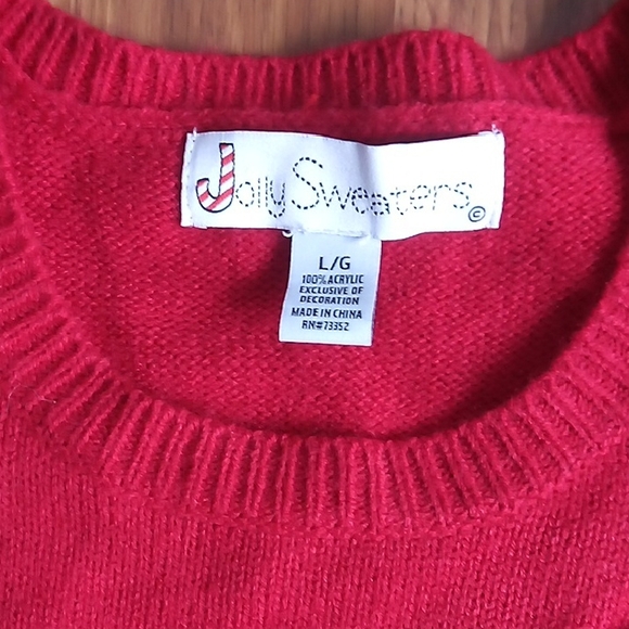 Red and Blue Cardigan with Whimsical Reindeer Design - Picture 5 of 8